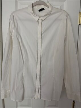 Peserico white Button-Front Long-Sleeve Blouse